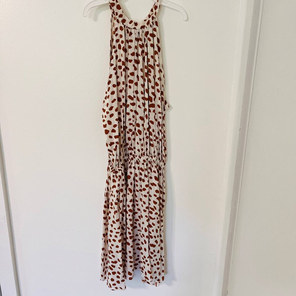 Silk & Salt Halter Neck Dress Womens Size Medium Brown White